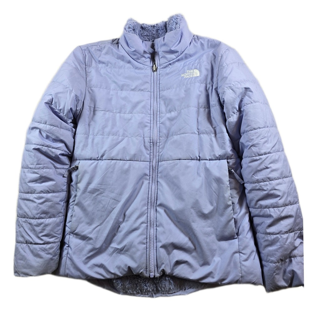 The North Face Reversible Jacket Girls XL Lavender Purple Quilted Fleece Puffer